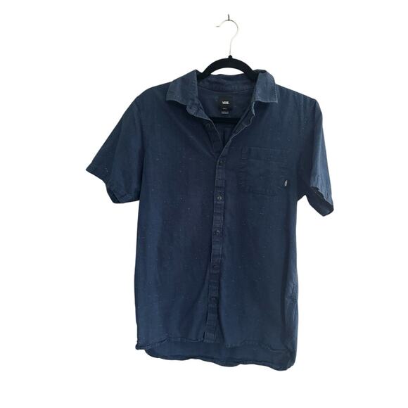Vans Short Sleeve Button Up Shirt Men's Size Small Blue Classic Fit #4101 - Picture 1 of 9